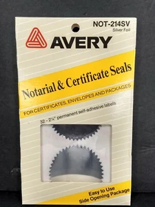 Sellos de plata vintage 42 piezas 2" Avery notarial & certificado NOT-2SV *nuevo* - Imagen 1 de 6