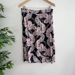 Katies Womens Skirt Size 8 Knee Length Black Red Paisley Pattern - Picture 1 of 7