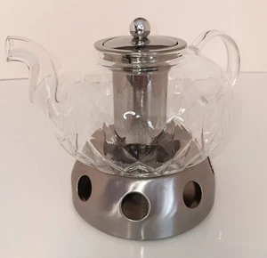 Glas Teekanne mit Siebeinsatz und Stövchen Set - 1 Liter - Bild 1 von 5