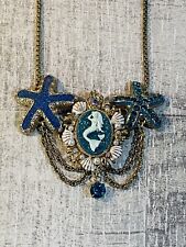 Betsey Johnson Mermaids Tale Starfish Rhinestone Necklace Rare Excellent