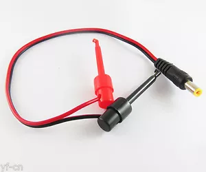 1pc 30cm/1ft Large Round Test Hook to 2.1x5.5mm DC Male Plug DC Power Cable - Picture 1 of 6