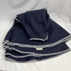 Burlap Cottage Felt Christmas Tree Skirt Unfinished 72" Blue White Trim Stitch - Picture 1 of 10