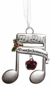 Ganz Music Note Ornament - All I Want For Christmas Is You (ER20250F)