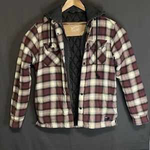 Outpost Makers Herren Gr. Large Jacke rot weiß kariert Kapuze Doppelverschluss - Bild 1 von 13