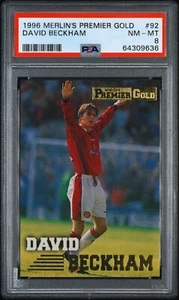 1996 - 97 Merlin Premier Gold David Beckham #92 PSA 8 Rookie RC Man Utd - Picture 1 of 2