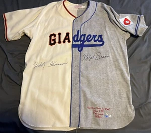 100% Authentic Shot Heard Round The World Dodgers Giants Mitchell Ness Jersey XL - Picture 1 of 8