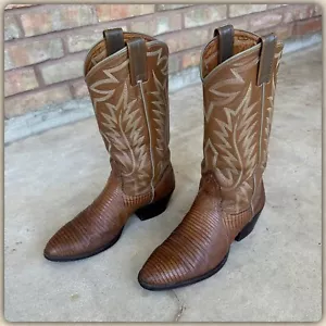 NOCONA Texas Brown Lizard Cowboy Western Stiefel 8,5 Vintage 70er 80er - Bild 1 von 15