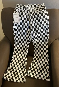 Classic Archives Denim Jeans Girls Black & White Checkered Flare Leg Size 12 NWT - Picture 1 of 2