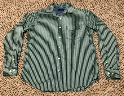 BONITA Camisa Nautica Velero Logo Verde Azul Rayas Manga Larga Abotonada Pequeña Foto 1 de 4