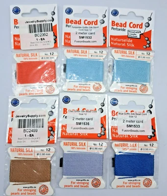 GRIFFIN 100% SEDA CORDÓN CUERDA HILO #12 Juego de 6 (2 metros por tarjeta) Foto 1 de 4