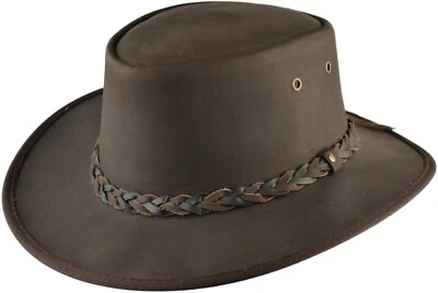 Sombrero de Vaquero de Cuero Genuino Aplastable Estilo Clásico Occidental, Cuero Real para Hombre - Imagen 1 de 4