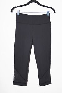 Lululemon Turn Up The Tension Crop Leggings 19" Black Mesh Panel size 6