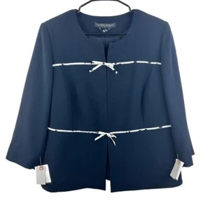 Marina Rinaldi Marin Cannes Blazer Jacke marineblau/weiß 16 neu mit Etikett $ 1015 - Bild 1 von 16