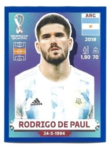 FIFA World Cup Qatar Panini Sticker Argentina Rodrigo de Paul Blue Parallel - Picture 1 of 1