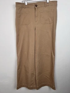 Loft Women’s 12 Palmer Wide Leg Pants in Twill Camel Tan Brown Cotton Stretch - Picture 1 of 9
