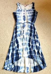 Damen Kleid-JUICY COUTURE-blau/weiß Batik Strick Hi-Lo Tie-Taille fließend BOHO-XS - Bild 1 von 5