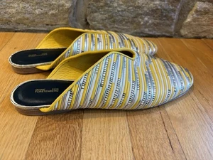 Neu DVF Diane von Furstenberg Damenschuhe gelb schwarz silber Pantoletten Größe 9 neu ohne Karton - Bild 1 von 5