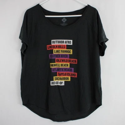 Camiseta de manga corta Afro x REI cooperativa para mujer negra Estados y lugares para aire libre talla XL Foto 1 de 4