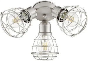 International 3-LT Cage Patio Ceiling Fan Light Kit - Satin Nickel - 2314-65,Pew - Picture 1 of 3