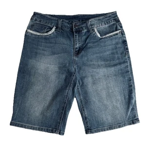 Christopher & Banks Bermuda Shorts Womens 6 Blue Mid Rise Denim Measures W31 - Picture 1 of 6
