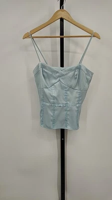 Sombra de ojos para mujer correa de espagueti cami azul manga top L Foto 1 de 2