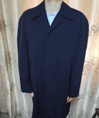 Vintage Aquascutum pure wool classic raglan navy gabardine over trench coat 42R - Image 1 of 4