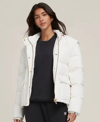 Chaqueta acolchada convertible Wilson Sportswear Game Day para mujer grande blanca nueva Foto 1 de 4