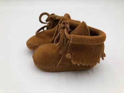 Mocasines de bebé de cuero marrón vintage Minnetonka PA-Poo-Shu con caja talla 1 Foto 1 de 4