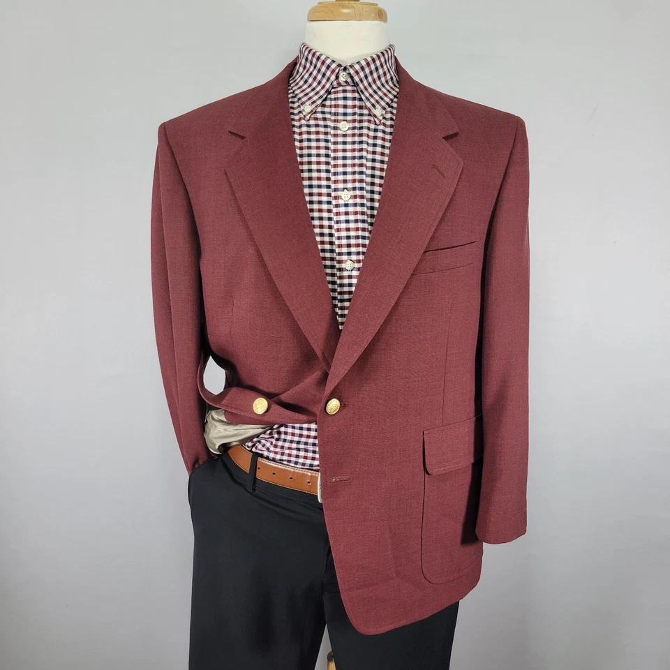 Abrigo Blazer Deportivo De Colección Lacrosse Para Hombre Dos Botones Poliéster Lana? Granate Talla 44S Foto 1 de 4