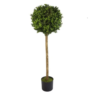 Artificial Boxwood Buxus Ball Topiary Tree 120cm 4ft Real Wood Trunk Realistic - Image 1 of 3