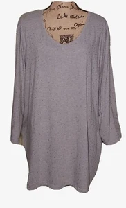 Catherines - Gold Studded Light Gray V-Neck 3/4 Sleeve Top T-Shirt - Size 3X. - Picture 1 of 3