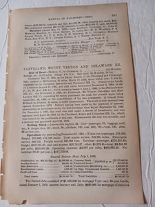 ☆1884 train report CLEVELAND MOUNT VERNON & DELAWARE RAILROAD Hudson Ohio - Picture 1 of 5