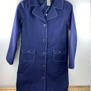 Trench coat ragazza taglia grande 10-12 Gymboree blu navy bottoni pea coat nuovo - Foto 1 di 9