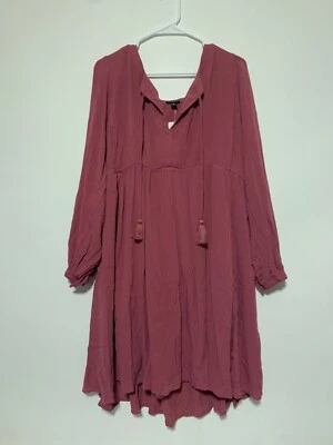 Vestido Torrid para mujer talla 1 (14-16) granate mini lavado gasa calce y acampanado Foto 1 de 4