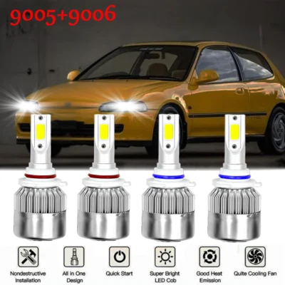 For Honda Civic 2006 2007 2008 2009 2010 2011 4X 6000K LED Headlights Bulb Combo - Image 1 of 4
