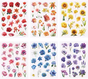 375 Stück Transparent Blume Aufkleber, Blume Scrapbooking Sticker zum Basteln, Vin - Bild 1 von 12