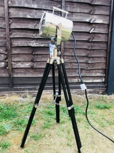 Tripod Lamp Nautical 76cm Spot Light Table Desk Lamp Wooden Tripod Search Light - Picture 1 of 4