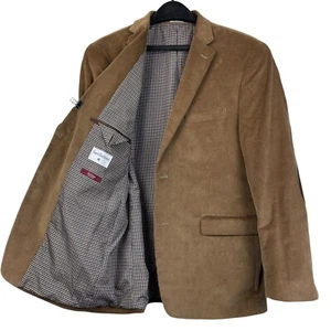 Saddlebred 40R CORDUROY 100% Cotton Blazer Sport Coat Suit Jacket Brown 2 Button - Picture 1 of 8