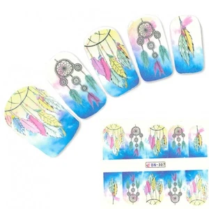 Tattoo Nail Art Traumfänger Federn Aufkleber Nagel Sticker - Picture 1 of 2