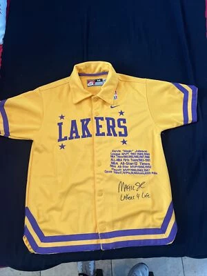🔥Magic Johnson Lakers Signed Warm Up W/Insc” Lakers 4 Life “ & Stats 🔥PSA/DNA - Image 1 of 4