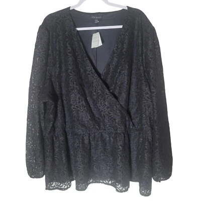 Blusa forrada de encaje transparente Lane Bryant para mujer talla 30/32 negra caprichosa hada gótica Foto 1 de 4