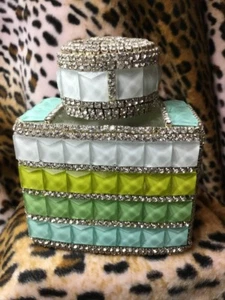 Stunning Bling White Greens Teal Blue Mosaic Designer Bottle Air Freshener - Bild 1 von 12
