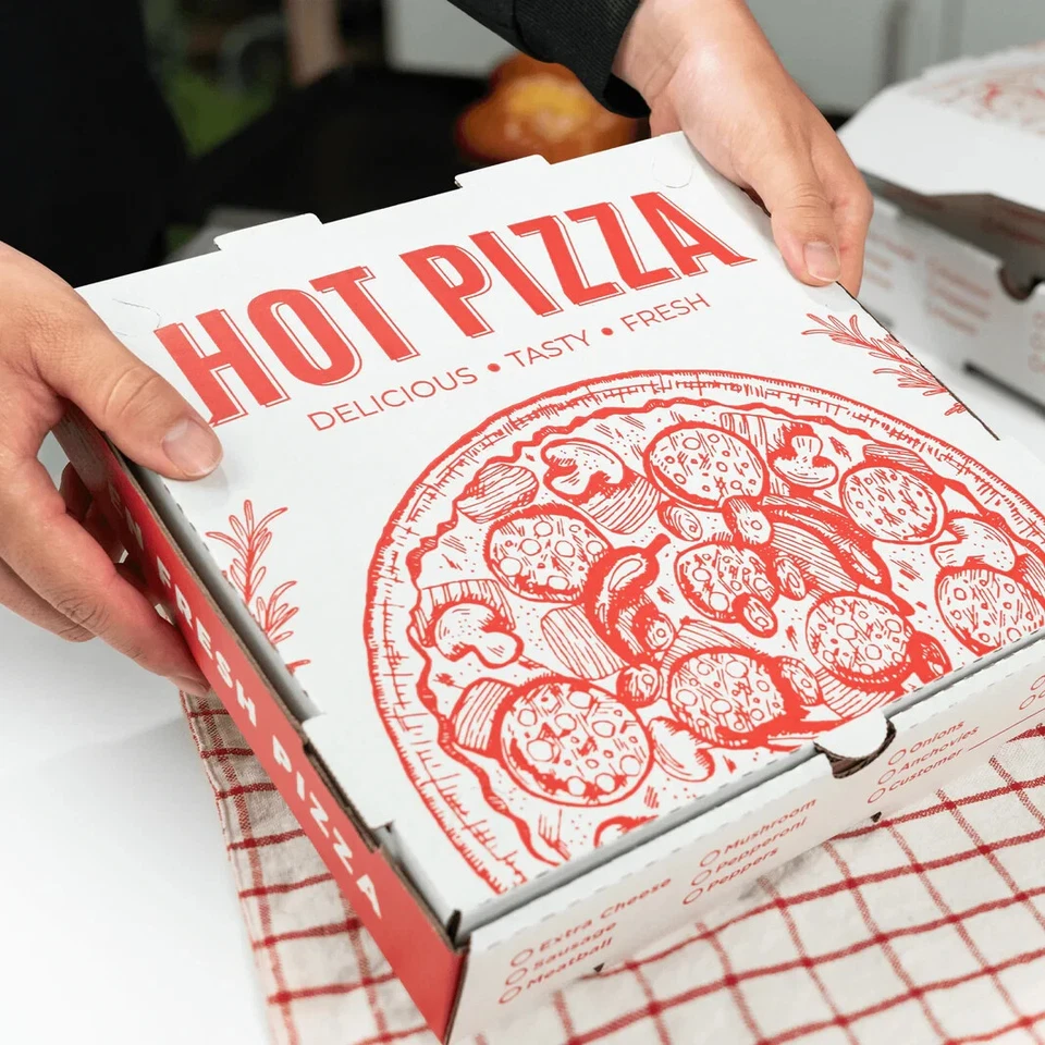 Karat Corrugated Pizza Box, 10''x10''x2'', Generic Print - 50 pcs - Image 1 of 4