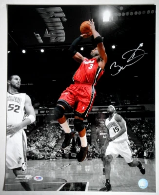 DWYANE WADE SIGNED PSA/DNA MIAMI HEAT 16X20 PHOTOGRAPH AUTOGRAPHED BASKETBALL. - Image 1 of 4