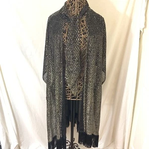 SPECIALTY HOUSE Cape Black Gold with Fringe one size larger Womens - Picture 1 of 11