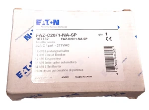 EATON MOELLER FAZ-C20/1-NA-SP CIRCUIT BREAKER DIN MOUNT 1P 20A 277VAC 167137 - Picture 1 of 3
