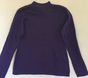 Joseph A Women's Purple Ribbed Silk Mock Neck L/S Sweater Size Medium M - Picture 1 of 12