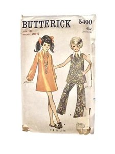 Abito top e pantaloni bambina vintage anni 70 modello cucito Butterick 5400 taglia 10 - Foto 1 di 7