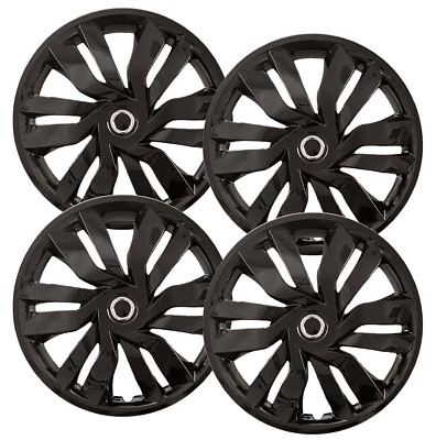 Set of (4) 15" Black Hubcap Replacements for Honda Fit 2009-2020 - Image 1 of 4