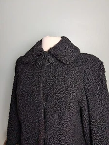 Vintage 1940s Black Lambs Wool Western NY Fur Cuffs - Picture 1 of 13